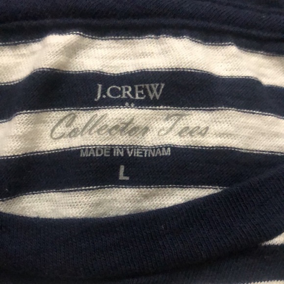 J. Crew Collector Tees navy and white stripe t-shirt pink flamingo, Large - Picture 7 of 9